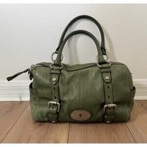 Vintage Fossil Maddox Satchel Bag Olive Green Leather Y2K Top Handle Purse